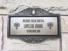 Personalized Haunted Mansion Themed address Plaque Sign silver and black finish