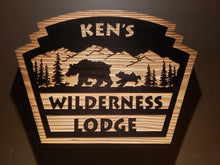 customized wilderness lodge wood sign