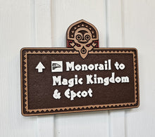 Polynesian monorail to Magic Kingdom and Epcot sign