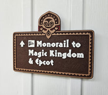 Polynesian monorail to Magic Kingdom and Epcot sign