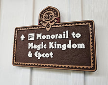 Polynesian monorail to Magic Kingdom and Epcot sign