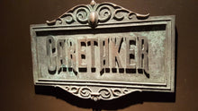Disney Prop Haunted Mansion Attraction Caretaker Plaque Sign antique finish