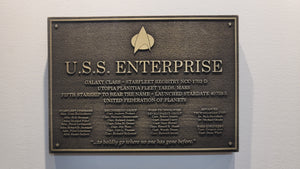 Star Trek USS Enterprise D Dedication plaque replica
