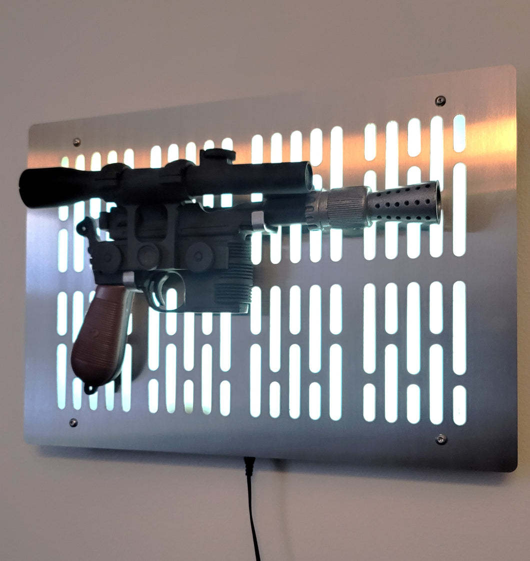 stainless finish DL-44 wallmount Display with LED lights vertical bars and flat face