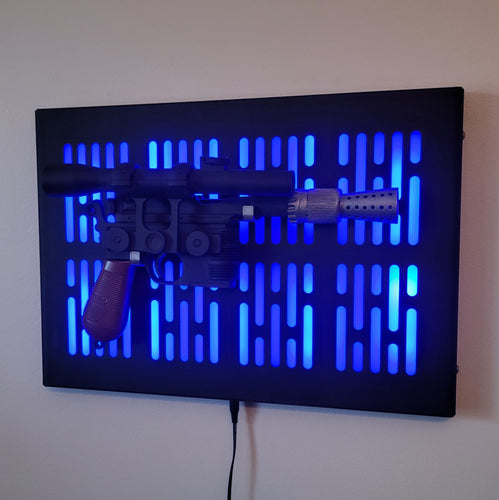 black finish DL-44 wallmount Display stand with LED lights vertical light bar version