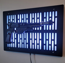 black finish IB-94 wallmount Display with LED lights vertical bars and flat face