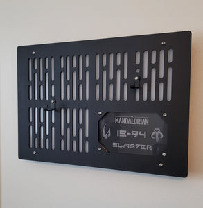 black finish IB-94 wallmount Display with LED lights and edge lit identification plate