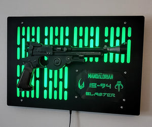 black finish IB-94 wallmount Display with LED lights and edge lit identification plate