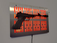 stainless finish leia's defender wallmount Display with LED lights vertical bars and flat face
