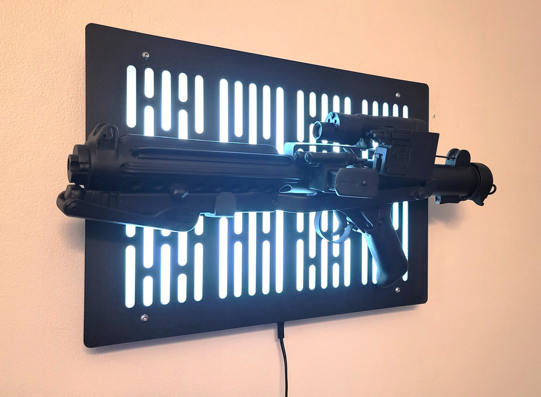 black finish Star Wars E-11 blaster wallmount Display stand with LED lights