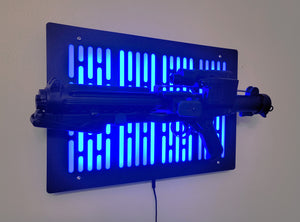 black finish Star Wars E-11 blaster wallmount Display stand with LED lights