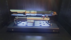 Star Wars Lightsaber Display stand with rear jack LED lights textured black finish double saber