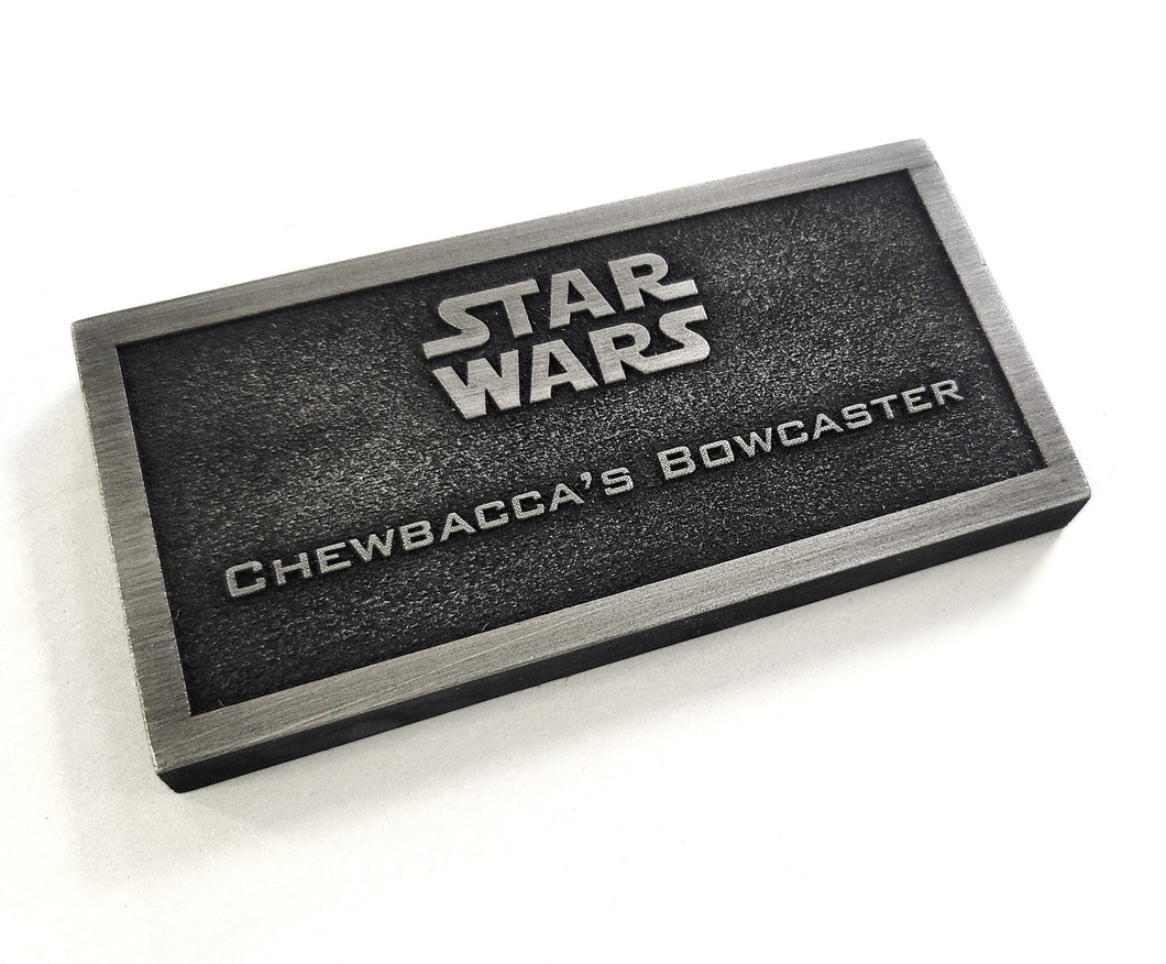 star wars Chewbacca's bowcaster name plate