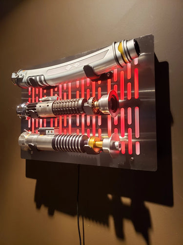 Star Wars triple Lightsaber wallmount Display stand with LED lights