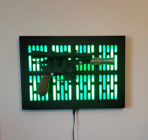 black finish DL-44 wallmount Display stand with LED lights vertical light bar version