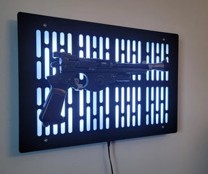 black finish IB-94 wallmount Display with LED lights vertical bars and flat face