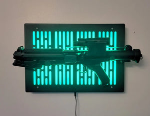 black finish Star Wars E-11 blaster wallmount Display stand with LED lights