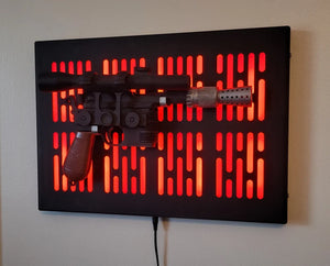 black finish DL-44 wallmount Display stand with LED lights vertical light bar version