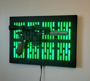 black finish DL-44 wallmount Display stand with LED lights vertical light bar version