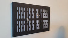 black finish DL-44 wallmount Display stand with LED lights vertical light bar version