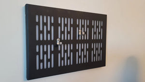 black finish DL-44 wallmount Display stand with LED lights vertical light bar version
