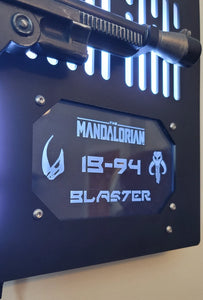 black finish IB-94 wallmount Display with LED lights and edge lit identification plate
