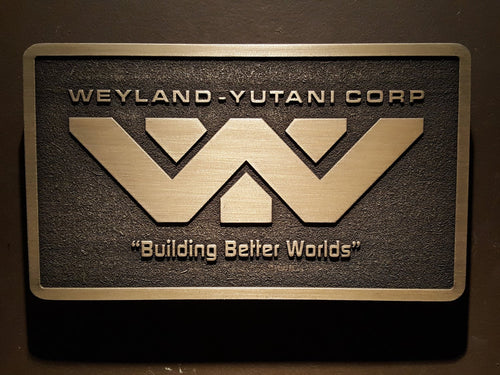 Weyland Yutani Corporation Alien Logo plaque BRASS finish