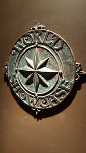 Disney world epcot world showcase trashcan Medallion prop with aged finish