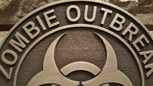 zombie outbreak response team plaque nickel /silver finish