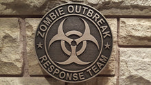 zombie outbreak response team plaque nickel /silver finish