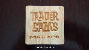 set of 4 polynesian themed bamboo coasters