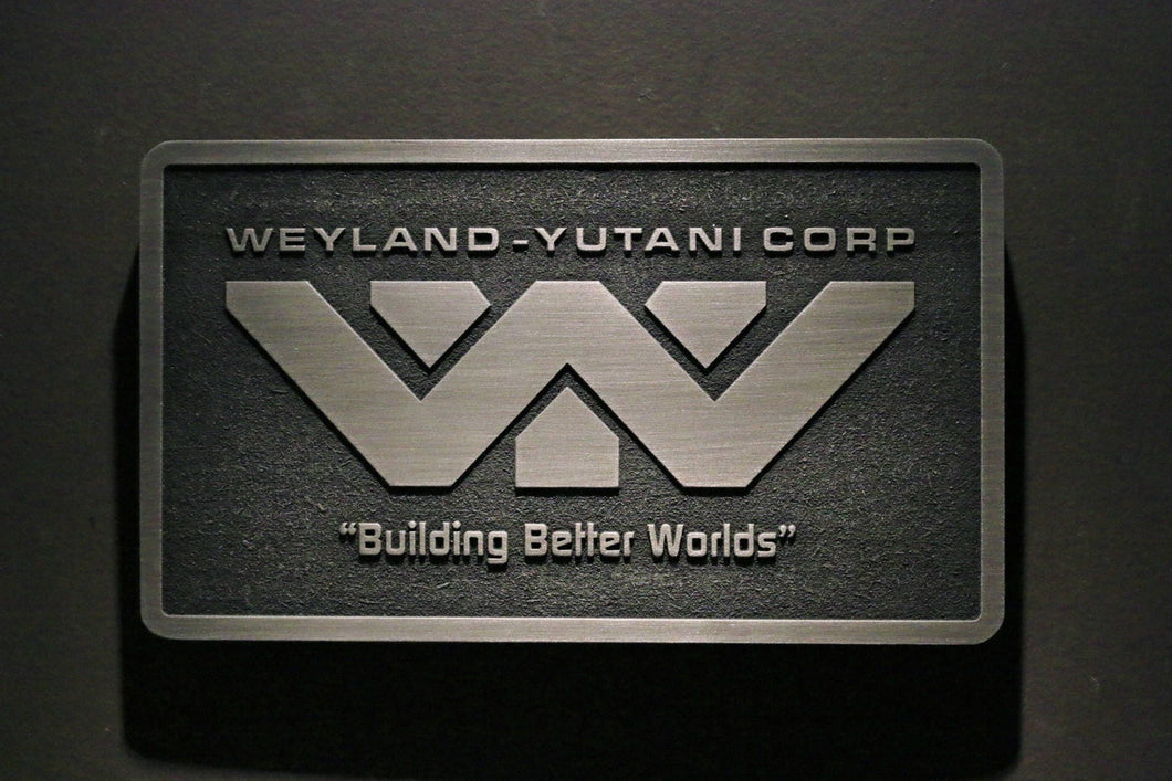 Weyland Yutani Corporation Alien Logo plaque Nickel/silver finish