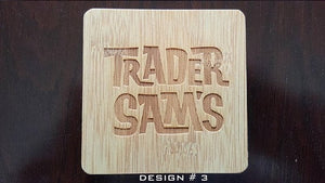 set of 4 polynesian themed bamboo coasters