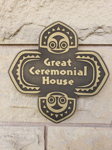 Disney polynesian resort Great Ceremonial House Tiki replica sign BRASS finish