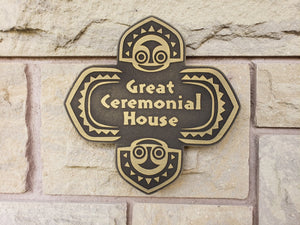 Disney polynesian resort Great Ceremonial House Tiki replica sign BRASS finish
