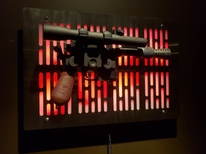 stainless finish DL-44 wallmount Display with LED lights vertical bars and flat face