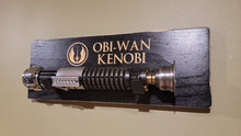 etched wood single lightsaber wallmount customizable