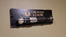 etched wood single lightsaber wallmount customizable