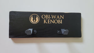 etched wood single lightsaber wallmount customizable