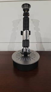 single vertical lightsaber display stand with stainless cover