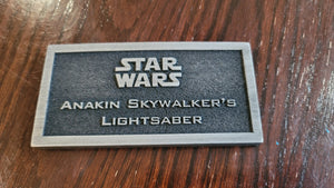 Anakin Skywalker's lightsaber name plate