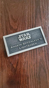 Anakin Skywalker's lightsaber name plate