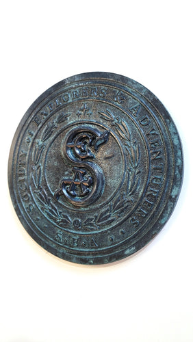 Society of Explorers & Adventurers plaque - S.E.A. dark aged finish