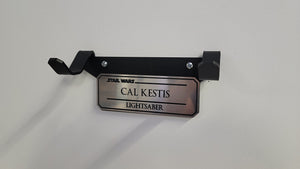 metal wallmount lightsaber bracket including dataplate of your choice