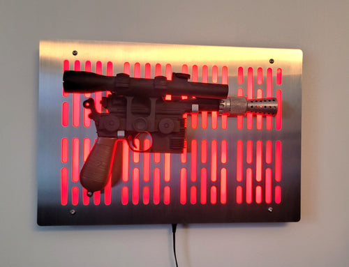 stainless finish DL-44 wallmount Display with LED lights vertical bars and flat face