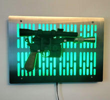 stainless finish DL-44 wallmount Display with LED lights vertical bars and flat face
