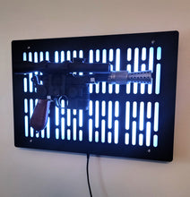 black finish DL-44 wallmount Display with LED lights vertical bars and flat face
