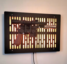 black finish DL-44 wallmount Display with LED lights vertical bars and flat face