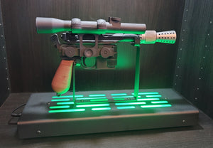 DL-44 tabletop Blaster Display stand Black finish with LED lights