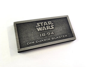 Mandalorian IB-94 DIN DJARIN Blaster Pistol name plate placard